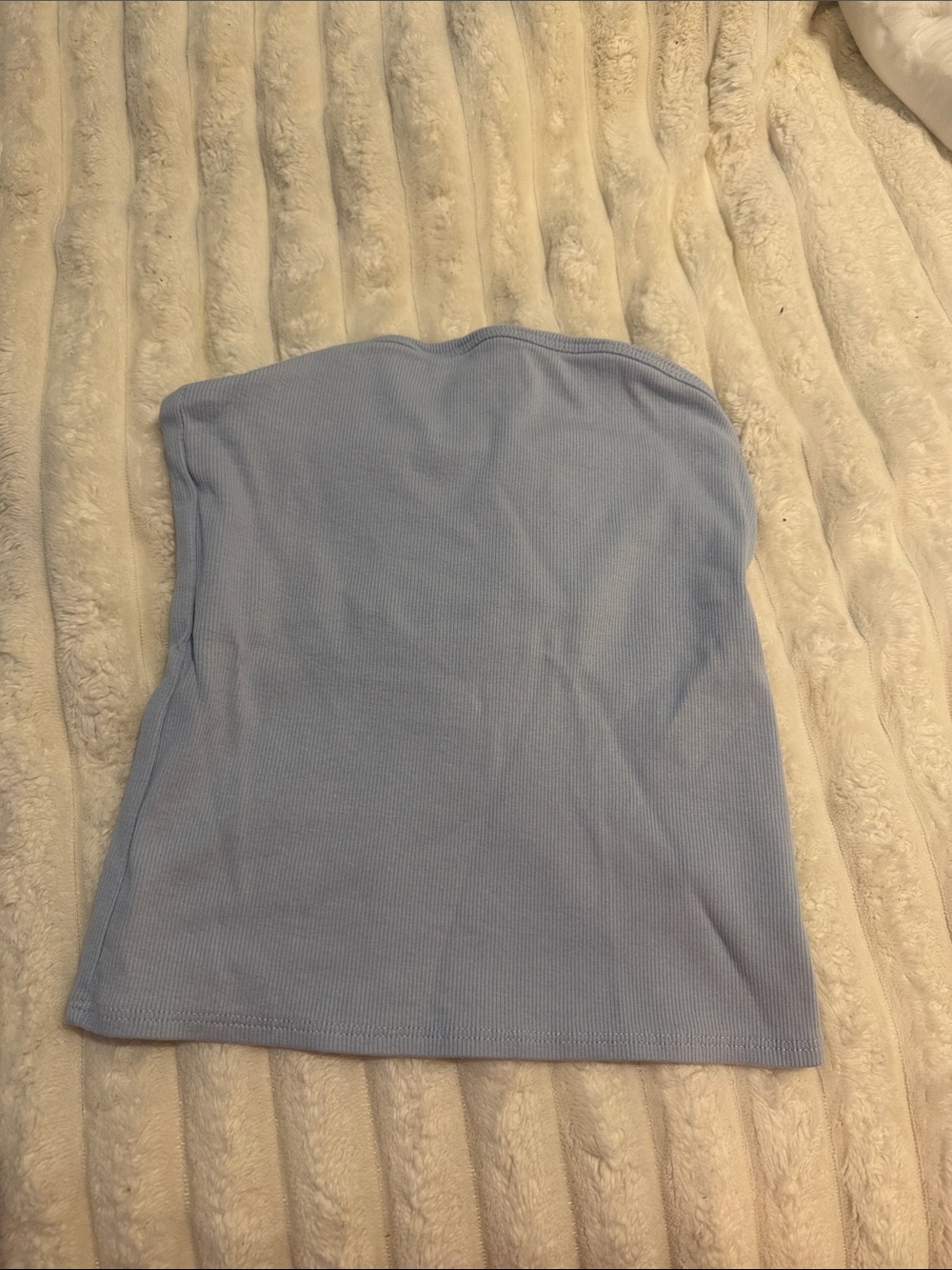H&M Light Blue Ribbed Strapless Crop Top